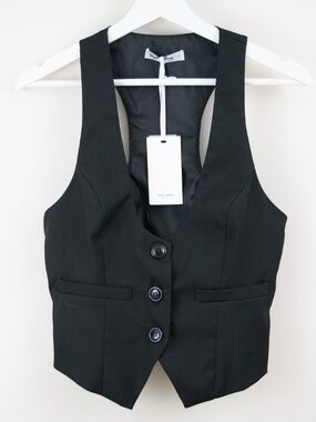 Grace Karin 3 Button Women's Tailored Vest Black Size S NWT
